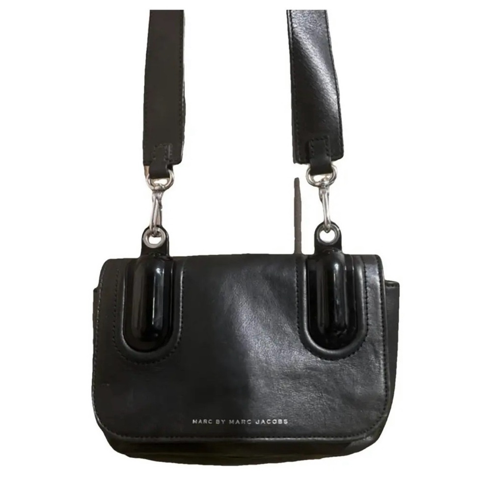 Marc by Marc Jacobs Black Leather Shoulder Bag with Wide Strap